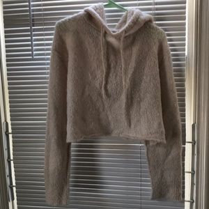 All Saints size m beige wool cropped sweatshirt